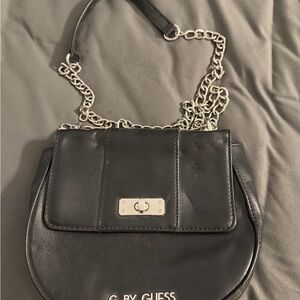 Guess Black Leather Shoulder Bag with Chain Strap